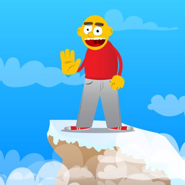 Gösterilen sarı adam inkar ya da el hareketi reddetme. Vektör karikatür çizim.