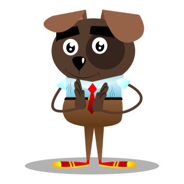 Karikatür vektör Alkışlar eller ile iş köpek resimli.