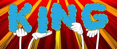 Alfabenin harfleri holding çeşitli eller kelime kral oluşturdu. Vektör çizim.