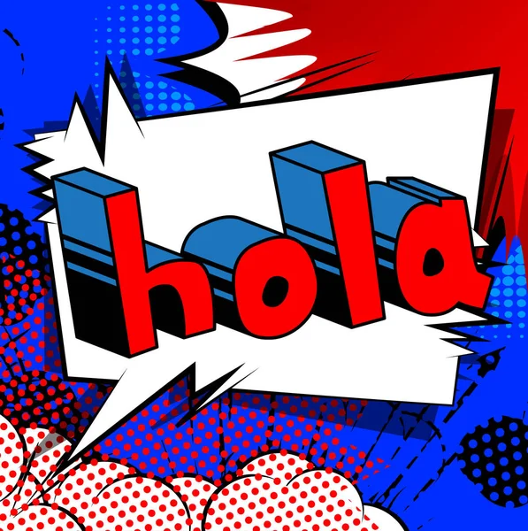 Hola Bonjour Espagnol Vectorielle Illustrée Style Phrase — Image vectorielle