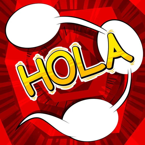 Hola Hola Español Vector Ilustrado Cómic Estilo Frase — Vector de stock