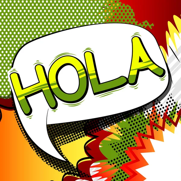 Hola Hello Spanyol Nyelven Vektor Illusztrált Képregény Stílus Kifejezés — Stock Vector