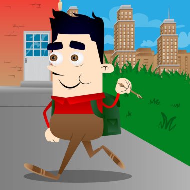 Resim sanatçısı okul çocuğu. Vektör çizgi film karakteri çizim.