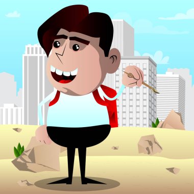 Resim sanatçısı okul çocuğu. Vektör çizgi film karakteri çizim.