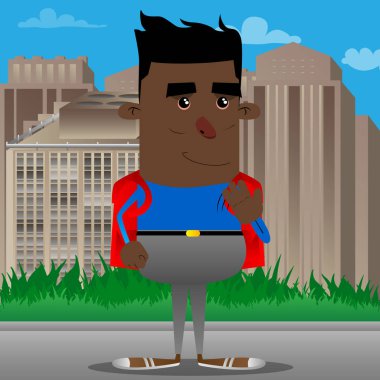 Kendi eliyle soğutma okul çocuğu. Vektör çizgi film karakteri çizim.