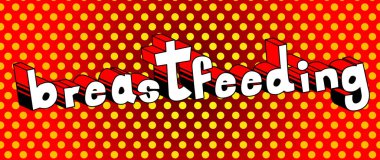 Emzirme - vektör resimli çizgi roman tarzı ifade.