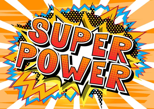 Super Power Wektor Ilustrowany Komiks Stylu Frazy — Wektor stockowy