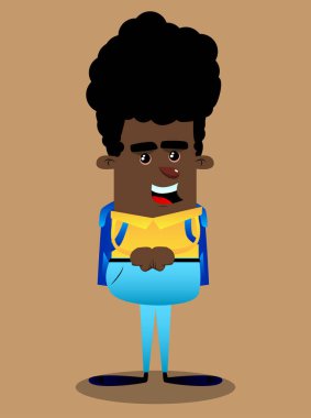 Yumruklarını birlikte dövüşten önce isabet okul çocuğu. Vektör çizgi film karakteri çizim.