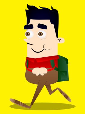 Yumruklarını birlikte dövüşten önce isabet okul çocuğu. Vektör çizgi film karakteri çizim.