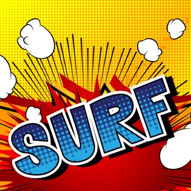 Surf - arka plan üzerinde çizgi roman tarzı kelime.
