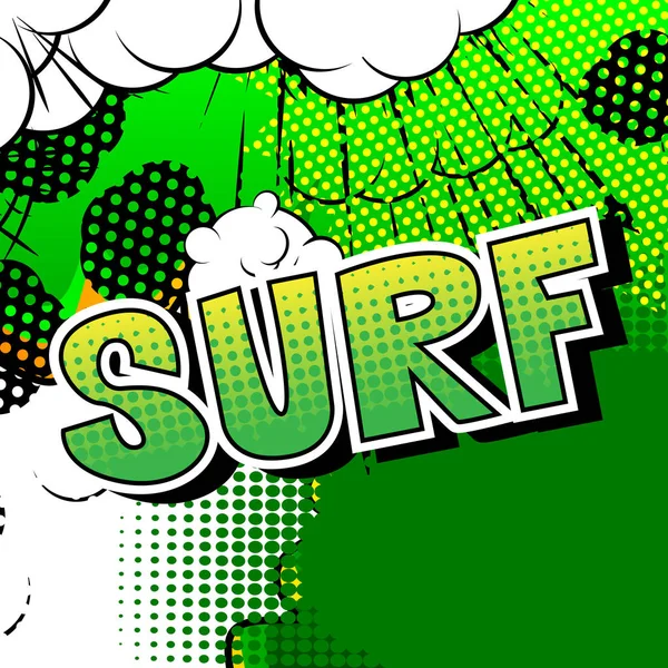 Surf Palavra Estilo Quadrinhos Abstrato — Vetor de Stock