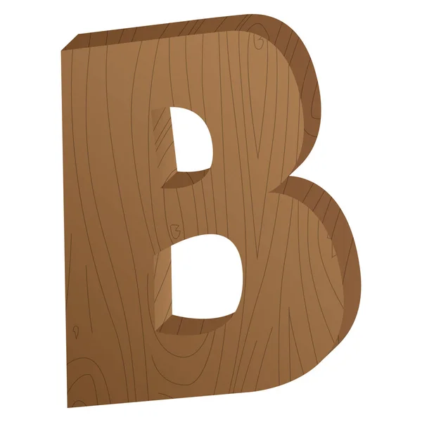 Vecteur Abstrait Bois Lettre Deuxième Lettre Alphabet Style Dessin Animé — Image vectorielle