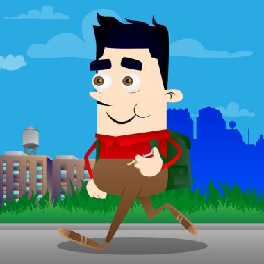 Öğrenci el tıbbi enjeksiyonlu. Vektör çizgi film karakteri çizim.