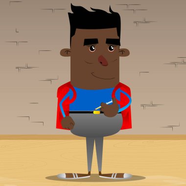 Öğrenci el tıbbi enjeksiyonlu. Vektör çizgi film karakteri çizim.