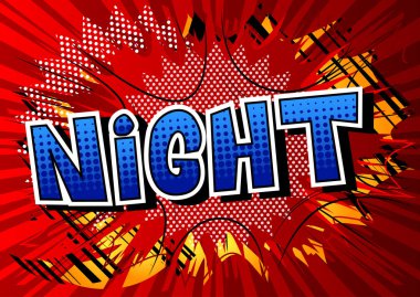 Gece - arka plan üzerinde çizgi roman tarzı kelime.