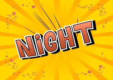 Gece - arka plan üzerinde çizgi roman tarzı kelime.