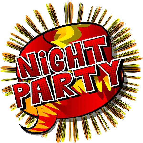 Night Party Comic Book Stijl Woord Abstracte Achtergrond — Stockvector