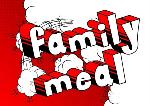 家族の食事 ベクトル イラスト コミック スタイル フレーズ — ストックベクタ