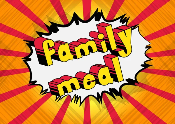 Family Meal Vector Ilustrat Fraza Stil Carte Benzi Desenate — Vector de stoc