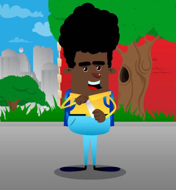 Boş bir tüp Hamur açma okul çocuğu. Vektör çizgi film karakteri çizim.