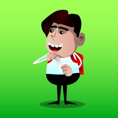 Boş bir tüp Hamur açma okul çocuğu. Vektör çizgi film karakteri çizim.