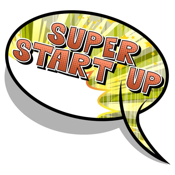 Super Start Phrase Comic Stil Auf Abstraktem Hintergrund — Stockvektor