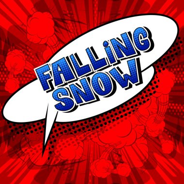 Düşen kar - vektör resimli çizgi roman tarzı ifade.