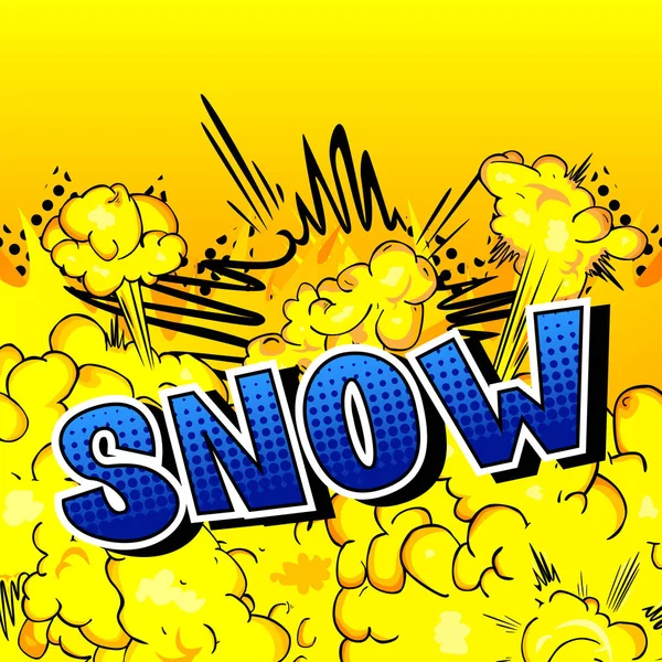 Sneeuw Vector Geïllustreerde Comic Book Stijl Zin — Stockvector