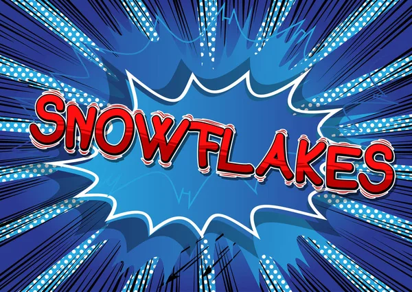 Snowflakes Vector Illustrated Comic Book Style Phrase — Stock Vector