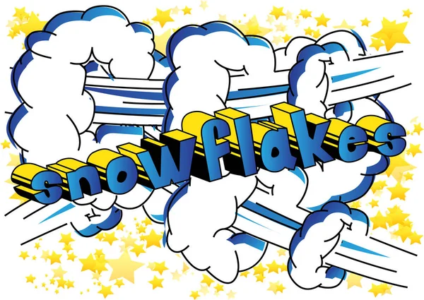 Νιφάδες Χιονιού Διάνυσμα Εικονογραφημένα Κόμικ Στυλ Φράση — Διανυσματικό Αρχείο