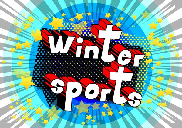 Wintersport Vector Geïllustreerde Comic Book Stijl Zin — Stockvector