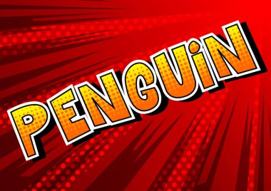 Penguen - vektör çizgi roman tarzı ifade gösterilmektedir..