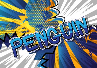 Penguen - vektör çizgi roman tarzı ifade gösterilmektedir..