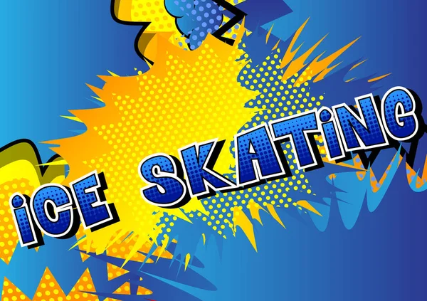 Ijs Schaatsen Vector Geïllustreerde Comic Book Stijl Zin — Stockvector