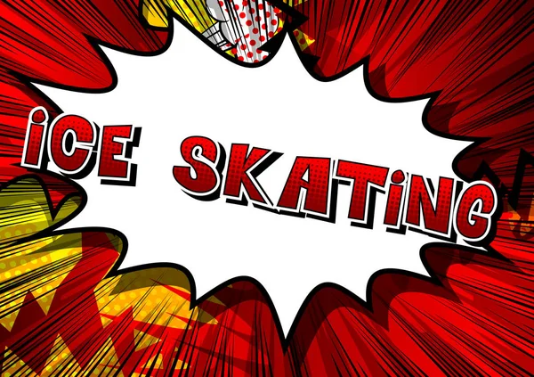 Ice Skating Wektor Wyrażenie Styl Ilustrowany Komiks — Wektor stockowy