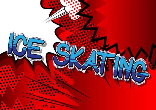 Ice Skating Vektor Illustrerad Serietidning Stil Fras — Stock vektor