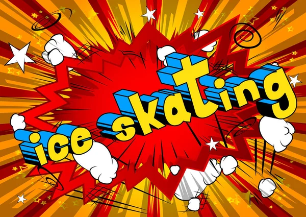 Ice Skating Vektor Illustrerad Serietidning Stil Fras — Stock vektor