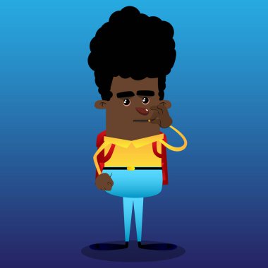 Ağzını sıkıştırma okul çocuğu. Vektör çizgi film karakteri çizim.