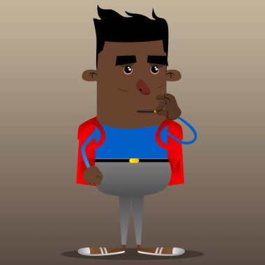 Ağzını sıkıştırma okul çocuğu. Vektör çizgi film karakteri çizim.