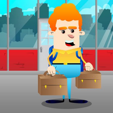 Liseli iki çanta. Vektör çizgi film karakteri çizim.