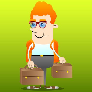 Liseli iki çanta. Vektör çizgi film karakteri çizim.