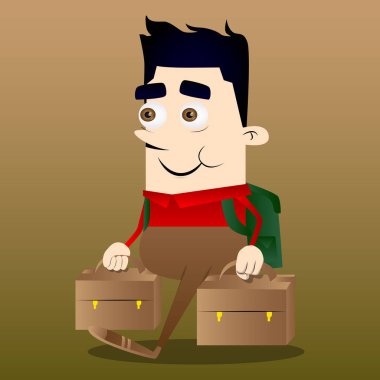 Liseli iki çanta. Vektör çizgi film karakteri çizim.