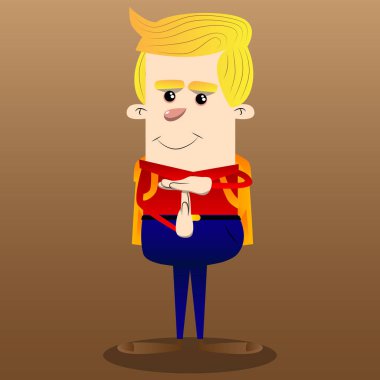 Zaman aşımı el hareketi ile okul çocuğu. Vektör çizgi film karakteri çizim.