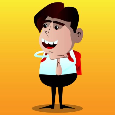 Zaman aşımı el hareketi ile okul çocuğu. Vektör çizgi film karakteri çizim.