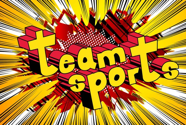 Team Sports Vector Illustrated Comic Book Style Phrase — Stock Vector