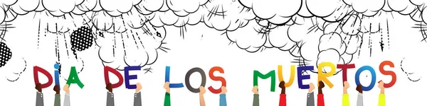 Diversas Manos Sosteniendo Letras Del Alfabeto Crearon Palabra Dia Los — Vector de stock