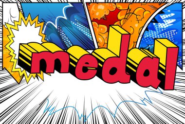 Çizgi roman tarzı ifade vektör madalya - resimli.