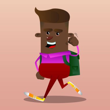 Birisi, tehdit eden bir okul çocuğu Görüntüleyici yumruk sallıyor. Vektör çizgi film karakteri çizim.