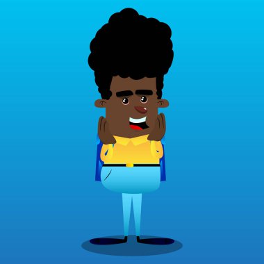 Yüzünü dokunaklı okul çocuğu. Vektör çizgi film karakteri çizim.