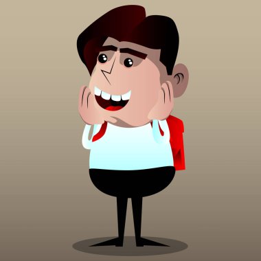 Yüzünü dokunaklı okul çocuğu. Vektör çizgi film karakteri çizim.